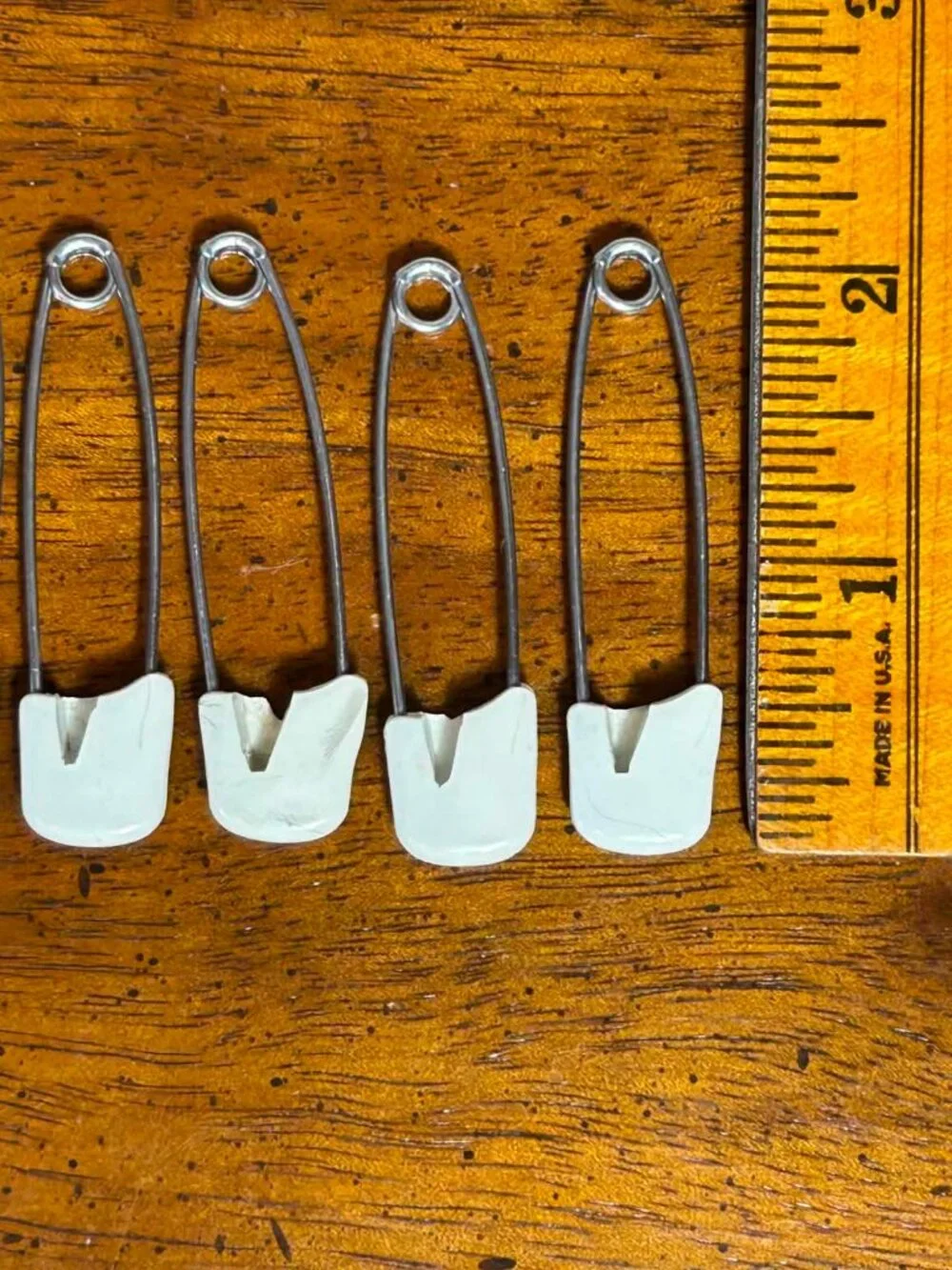 Vintage White Diaper Safety Pins - Set of 5